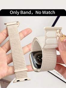 1pc Elastic Nylon Sports Watch Band, Suitable For Apple Watch 40mm, 41mm, 38mm, 42mm, 46mm, 44mm, 45mm, 49mm, Suitable For Outdoor Sports, Yoga, Fitness, Fashionable For Young Men And Women. Beige, Compatible With Apple Watch Accessories. Fashionable For Young Men And Women. - Starlight - View 2