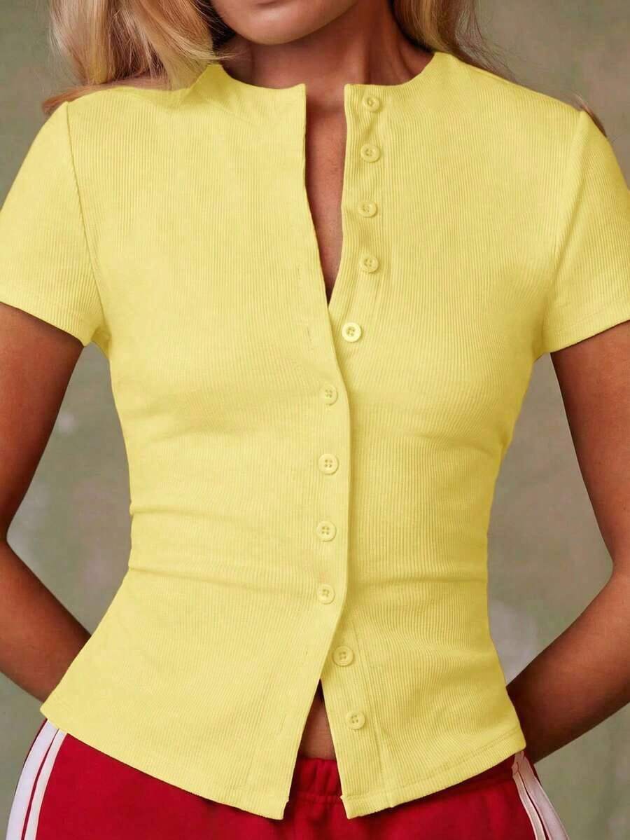 Cárdigan rojo casual para mujer - Amarillo claro - Ver 1