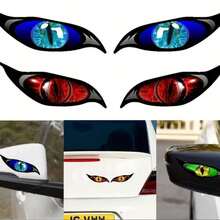 2-In-1 Two Pairs Of Different Color Demon Zombie Eye Stickers, Suitable For Car Rearview Mirror, Motorcycle Helmet Stickers - Durable Waterproof PVC Stickers | Perfect For Halloween Decoration, Halloween Night Gifts, Christmas Gifts - Demon Zombie Eye - View 6