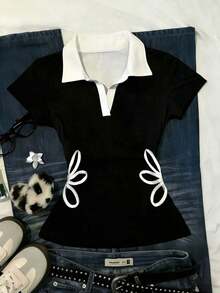 Camiseta casual de mujer con estampado de letras, verano - Multicolor 4 - Ver 1