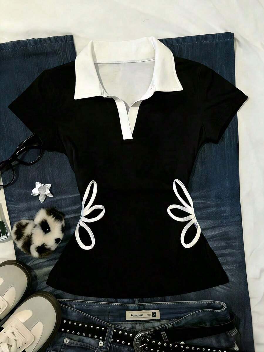 Camiseta casual de mujer con estampado de letras, verano - Multicolor 4 - Ver 1