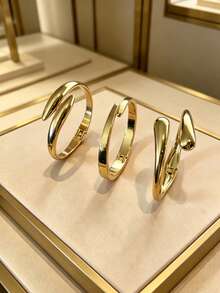 Bộ 3 món trang sức mới chất lượng cao bằng thép không gỉ đính đá Zirconia hình hoa, gồm vòng tay, nhẫn và dây chuyền, thích hợp để đeo hàng ngày. - Vàng - Xem 8