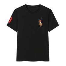 Camiseta de Verano 2026 para Hombre con Logo de Caballo, Cuello Redondo, Manga Corta, Corte Ajustado, de Algodón Estampado RL, Casual y Versátil, 100% Algodón - Negro - Ver 8