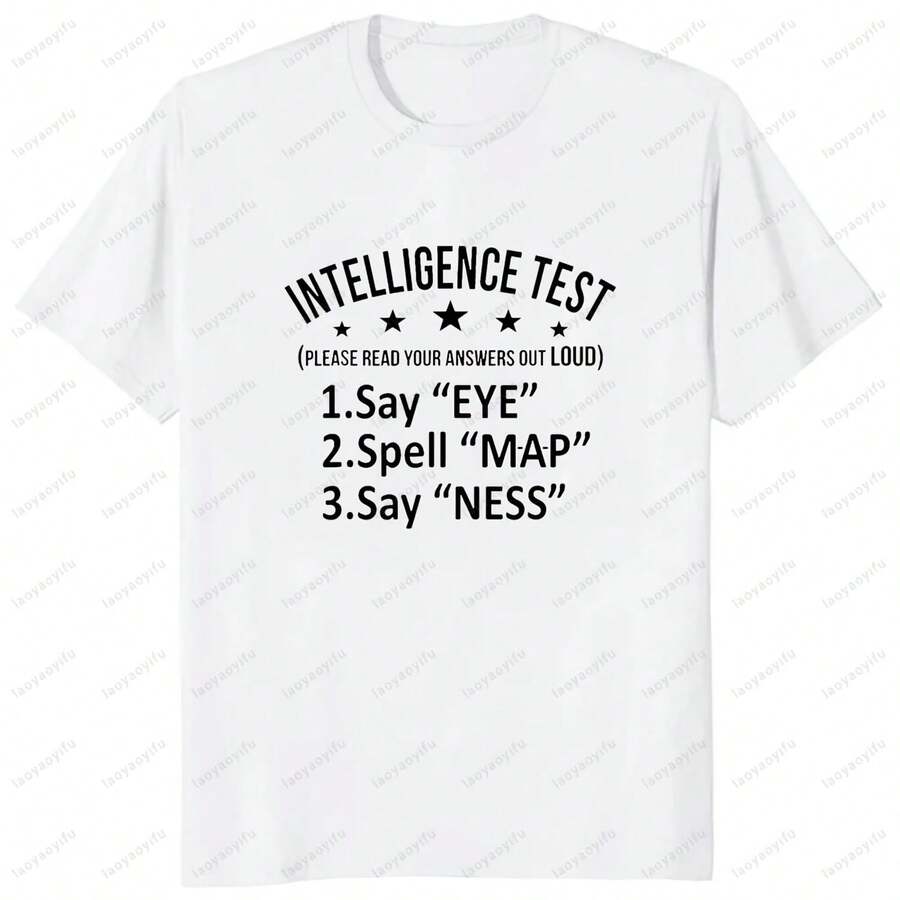 Camiseta gráfica de sarcasmo de Humor para adultos de prueba de inteligencia, camiseta informal holgada de manga corta para hombre, ropa informal estilo Hip Hop - forma - Ver 1