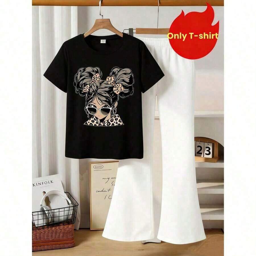 Una camiseta de manga corta con estilo retro americano, diseño holgado, estampado (los pantalones son solo sugerencias de estilo), camiseta gruesa multicolor, material 100% algodón, estampado moderno, adecuada tanto para hombres como para mujeres, estilo nuevo de primavera/verano/otoño, transpirable y cómoda, sencilla y versátil, la elegante camiseta unisex con estampado tropical es muy adecuada para vacaciones, Halloween y fiestas del Día de la Independencia de México. - Negro - Ver 1