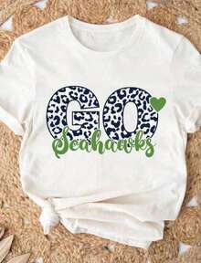 Camiseta de manga corta 1 pieza, suave, con diseño de los Seahawks, SVG de los Seahawks, SVG de leopardo, SVG de "Go Seahawks", SVG de fútbol americano de los Seahawks, SVG de la mascota de los Seahawks, para escuela, SVG, DXF, EPS, PNG, PDF, S, camisetas vintage de verano para mujer - unisex, holgadas, cómodas, estilo vintage urbano - Camiseta de algodón 100% algodón - Blanco 5 - Ver 6
