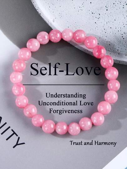 Boho Style Pink Rhodonite Self-Love Bracelet, Encourages Unconditional Love, Self Forgiveness, Trust And Harmony, Self Worth Yoga Meditation Fashion Jewelry Gifts For Women Men