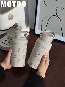 1 cốc giữ nhiệt hai lớp bằng thép không gỉ, dung tích 650ml (22oz), họa tiết hoa tulip hình trái tim, đáy phẳng có tay cầm, thích hợp cho hoạt động ngoài trời, văn phòng, nhà, trường học, ô tô, phòng tập thể dục, du lịch, sinh nhật, ngày lễ, Ngày của Mẹ, Ngày của Cha, tựu trường, quà tặng Ngày Valentine. - Nhiều màu - Xem 2