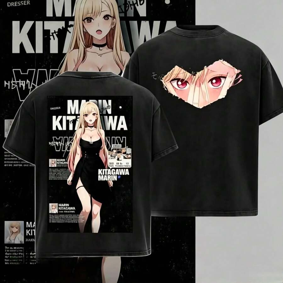 Playera Unisex 100% Algodón Marin Kitagawa My Dress-Up Darling Tallas S-3XL, Camiseta Streetwear Oscura para Amantes del Anime, Suave y Resistente - Negro - Ver 1