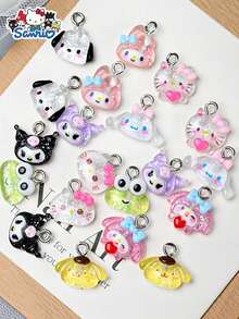 SANRIO Juego de accesorios de joyería de resina linda de Hello Kitty, adecuado para hacer joyas, pasadores de pelo y decoraciones de estuches de teléfono, que incluye colgantes brillantes de color rosa y mates - Encanto - Ver 15
