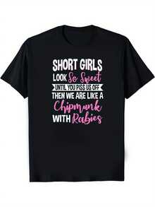 Elegant Soft Cotton Everyday T-Shirt With Slimming Effect, Designed For Petite Women - Black With Inspirational Text, Casual Crew Neck Short Sleeve T-Shirt, Non-Stretch, Machine Washable, Perfect For Confident Everyday Outfits, Comfortable Fit, Chic Fashion T-Shirt. - 黑色 - 查看 2