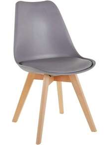4-Pack Dining Chairs Natural Wood Legs Grey Cushioned Office Lounge Kitchen Contemporary Design - Grey - View 9