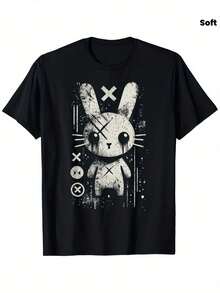 Camiseta Estética Grunge de Conejo Gótico Kawaii - 100% Algodón 180gsm Suave Unisex para Hombres y Mujeres, Tallas S-XXL, - Negro - Ver 7