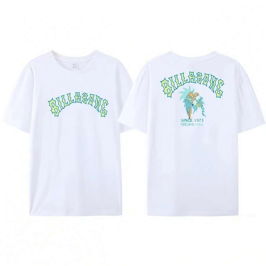 Nouveau T-shirt d'été vague Billa pour hommes et femmes, T-shirts décontractés de haute qualité avec impression recto-verso, T-shirt à la mode, vêtements pour couples. - Blanc - Voir 1