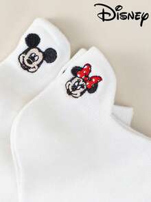 Disney 1/5双装迪士尼女士休闲卡通唐老鸭、米奇、米妮、黛丝和奇奇蒂蒂条纹低帮隐形内衬袜，透气舒适，多功能薄款踝袜，适合春夏穿着 - 彩色 - 查看 7