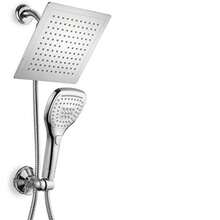 DreamSpa 9-Inch Rainfall Shower Head/ Handheld Combo with Multi-setting Push Button Flow Control - Plateado - Ver 2