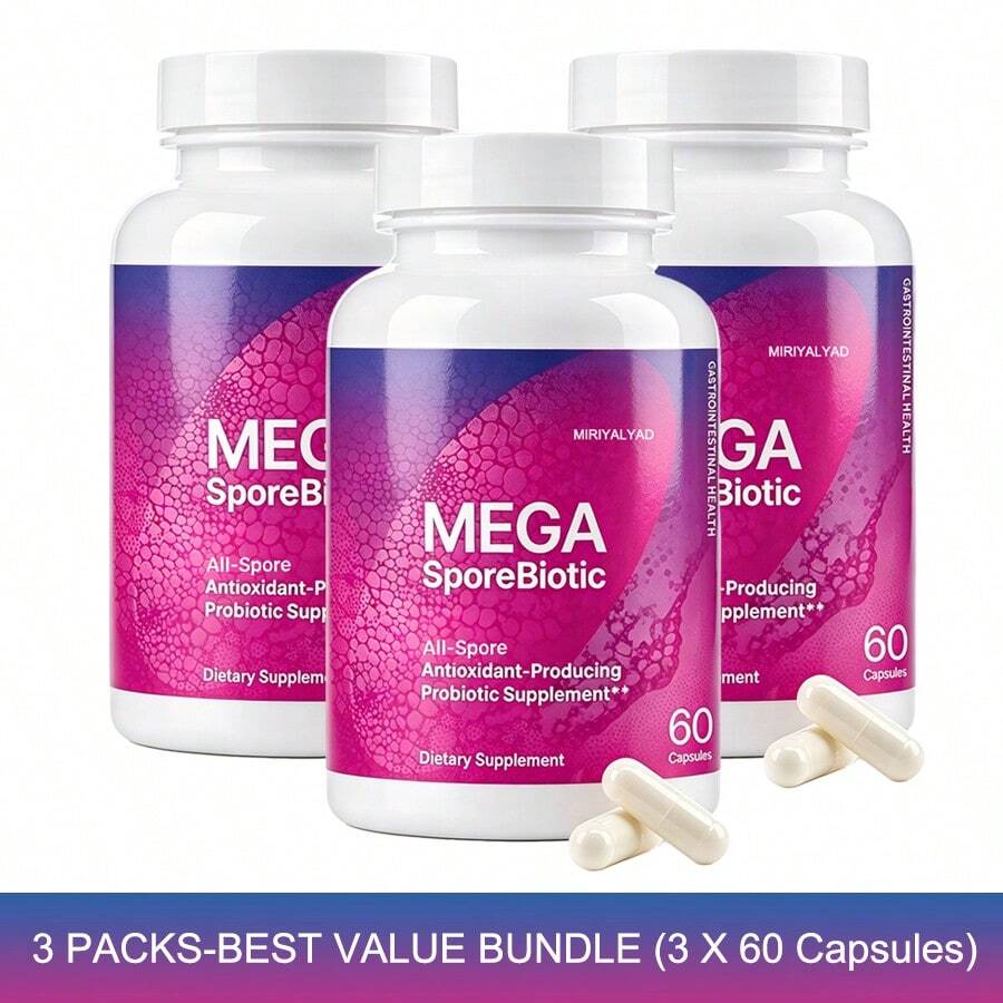 Miriyalyad Microbiome Labs MegaSporeBiotic Probiotic, Survives Stomach Acid, 180 Capsules, Gut Microbiome Balance Supplement - 3PCS - 查看 1