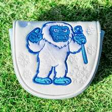 1pc Putter Head Cover With Snow Ape Pattern - Magnetic Closure PU Shell With Fluffy Lining And Cute Cartoon - Multicolor - View 3