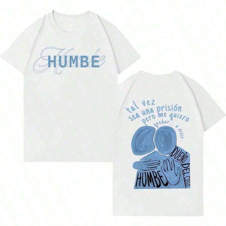 Camisetas Estéticas para Hombre y Mujer con Estampado de Humbe, Cantante del Tour Dúeno del Cielo, Camisetas T-Rendy 2026, Camiseta de Algodón Casual, Versátil y Cómoda - Negro - Ver 1