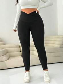 Solflare Leggings Elásticos de Cintura Alta para Mujer, Talla Grande, Color Negro, Estilo Casual, Minimalista, Versátil, para el Trabajo, Ropa de Otoño para Mujer - Negro 4 - Ver 11
