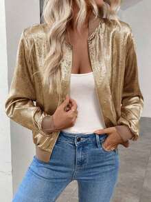 Chaqueta gris con mangas largas y lentejuelas Keke Bloomly, ligera, Chaquetas de punto para mujer, Chaquetas de punto ligeras para mujer, Atuendos de campo para mujer, Ropa vintage para mujer, Ropa de primavera para festivales y vacaciones - Amarillo - Ver 4