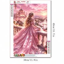 完整的5D DIY钻石画工具套装，公主新娘肖像主题，优雅的钻石艺术画，适合成人，亚克力墙面装饰，包含圆形钻石、手工工具和马赛克艺术材料 - 圓鑽 - 查看 5
