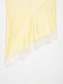 Seelio Nuevo Top de estilo lencería sexy con decoración de encaje, estilo europeo y americano, para mujer, color negro, para verano - Amarillo - Ver 10
