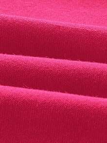 Camiseta casual de mujer de cuello de pico, manga corta y ajustada, versátil - Rosa Fucsia - Ver 5