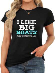 Playera de mujer 100% algodón manga corta estampado minimalista versátil para verano - Negro - Ver 1