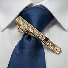 1pc In-Stock New Arrival Gold Rhinestone Tie Clip, Fashionable Men's Formal Business Tie Clip, Factory Direct - Multicolor - View 4