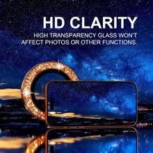 3 set med glänsande skyddsfilm för telefonlinser, för iPhone 14/15/16/17 Pro/Pro Max/16Plus, HD transparent glas, repfri glitterpulverfilm, med fullständigt skydd mot fall, enkel att installera, lämplig för att ge bort presenter - Orange - Visa 5
