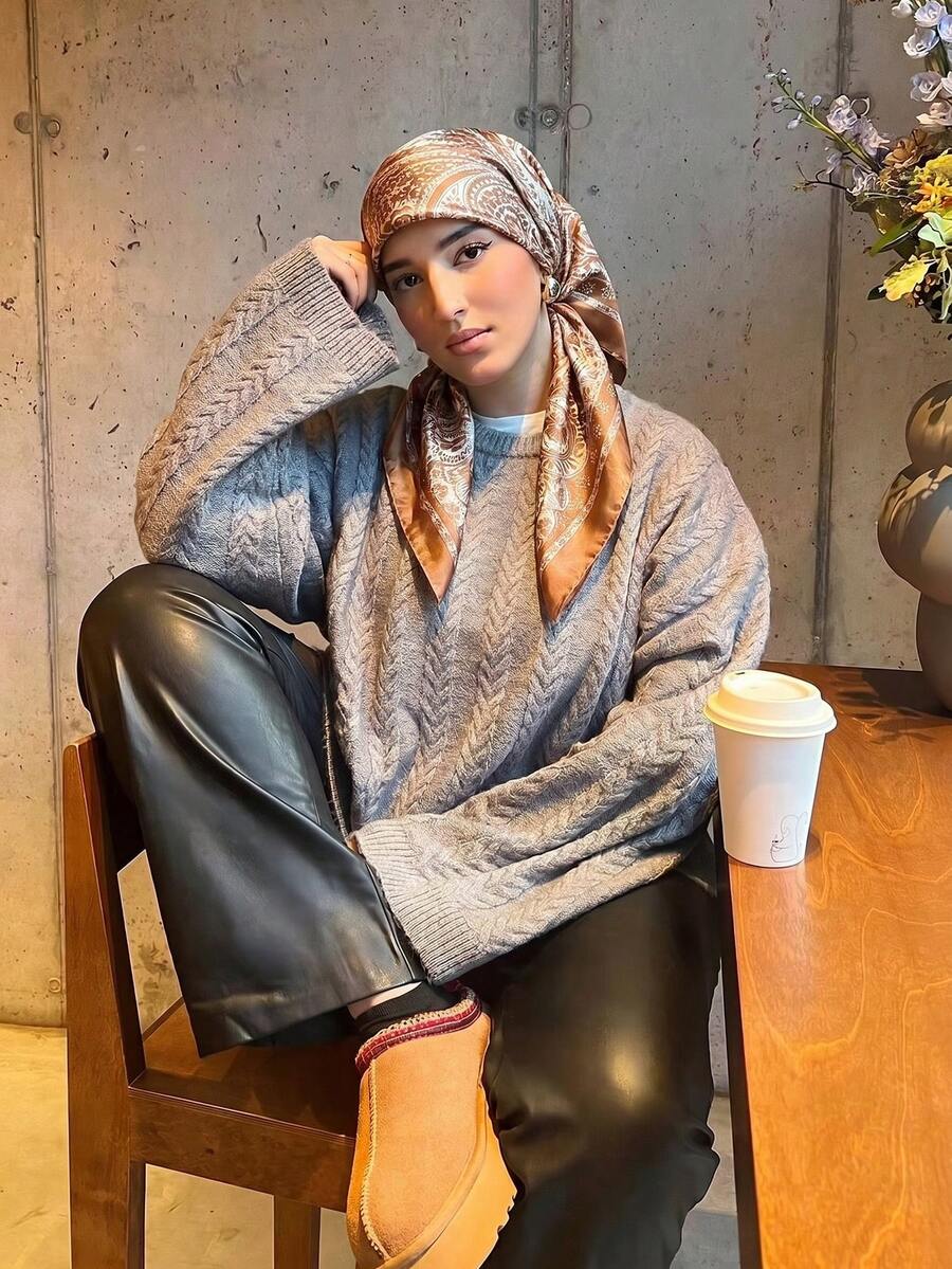 1 chiếc khăn bandana nữ, kiểu Bohemian, họa tiết Paisley, khăn quàng cổ/khăn choàng thời trang thường ngày, thích hợp cho kỳ nghỉ hè trên đảo, du lịch. - Màu cà phê - Xem 1