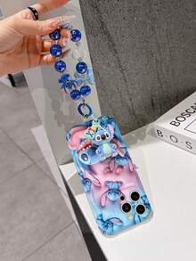 Disney Lilo & Stitch Phone Case With Stitch Charm And Stitch Lanyard - Cute Stitch Protective Case With Heart Hug And All-Over Print Background Design, Equipped With Delicate Stitch Decorative Lanyard And Beaded Bracelet For Easy Carrying, Compatible With IPhone 17, 16, 15, 14, 13, 12, 11 Pro Series, Ideal For Birthdays, Holidays, Anniversaries, Graduation Gifts, Or Any Special Occasion To Surprise Family, Friends, Classmates, And Loved Ones. - trắng - Xem 5