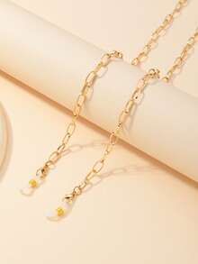 Metal Hollow Eyeglasses Chain Necklace - Yellow - View 4