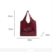 Borsa per la spesa con stampa grande e manici lunghi, spaziosa borsa da donna dal design insolito, borsa versatile con stampa a lettere, borsa a tracolla per il pendolarismo, 38 x 14 x 35 cm - nero - Visualizzare 4