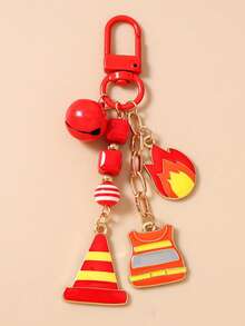 1pc Fire Cone Keychain, Ambulance & Firefighter Equipment Keyring, Bag Pendant - Multicolor - View 11