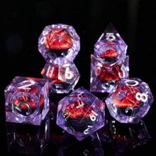 1 Set Of 7 Dice, Includes Eyeball Resin Polyhedral Dice, Suitable For Role-Playing Games And Tabletop Games, D&D Dice, Suitable For Tabletop Games, Thanksgiving And Christmas Gifts - Red - View 5