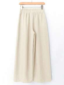 Pantalones de pierna ancha de unicolor versátiles y casuales para mujeres - Gris - Ver 9