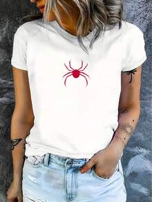 Designed For Modern, Stylish, And Comfortable Women, This Casual Short-Sleeved T-Shirt Comes In A 1-Pack. Made From 100% High-Quality Cotton, This Comfortable Crew Neck, Soft And Attractive Blouse Is Crafted From Premium Soft And Breathable Fabric, Designed For All-Day Comfort And Versatile Everyday Wear, Perfect For Casual Outings. - 黑色 - 查看 10