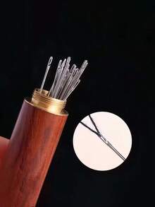 12pcs/Set + Wooden Storage Box Stainless Steel Easy-Threading Side-Eyed Sewing Needles, Suitable For Elderly Handcraft Sewing, Upholstery Tools, DIY Home Craft Supplies - Sewing Needle - View 6
