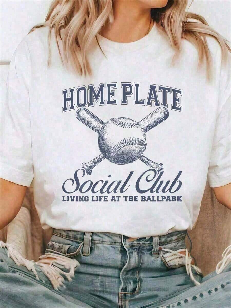 Camiseta de algodón para mujer, camiseta de béisbol y sóftbol para mamá, camiseta a juego para club social, camiseta cómoda para mujer - Blanco - Ver 1