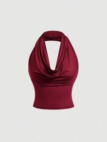 Camiseta de tirantes ajustada de un solo color con 3 formas de usar para mujeres - Multicolor 2 - Ver 5