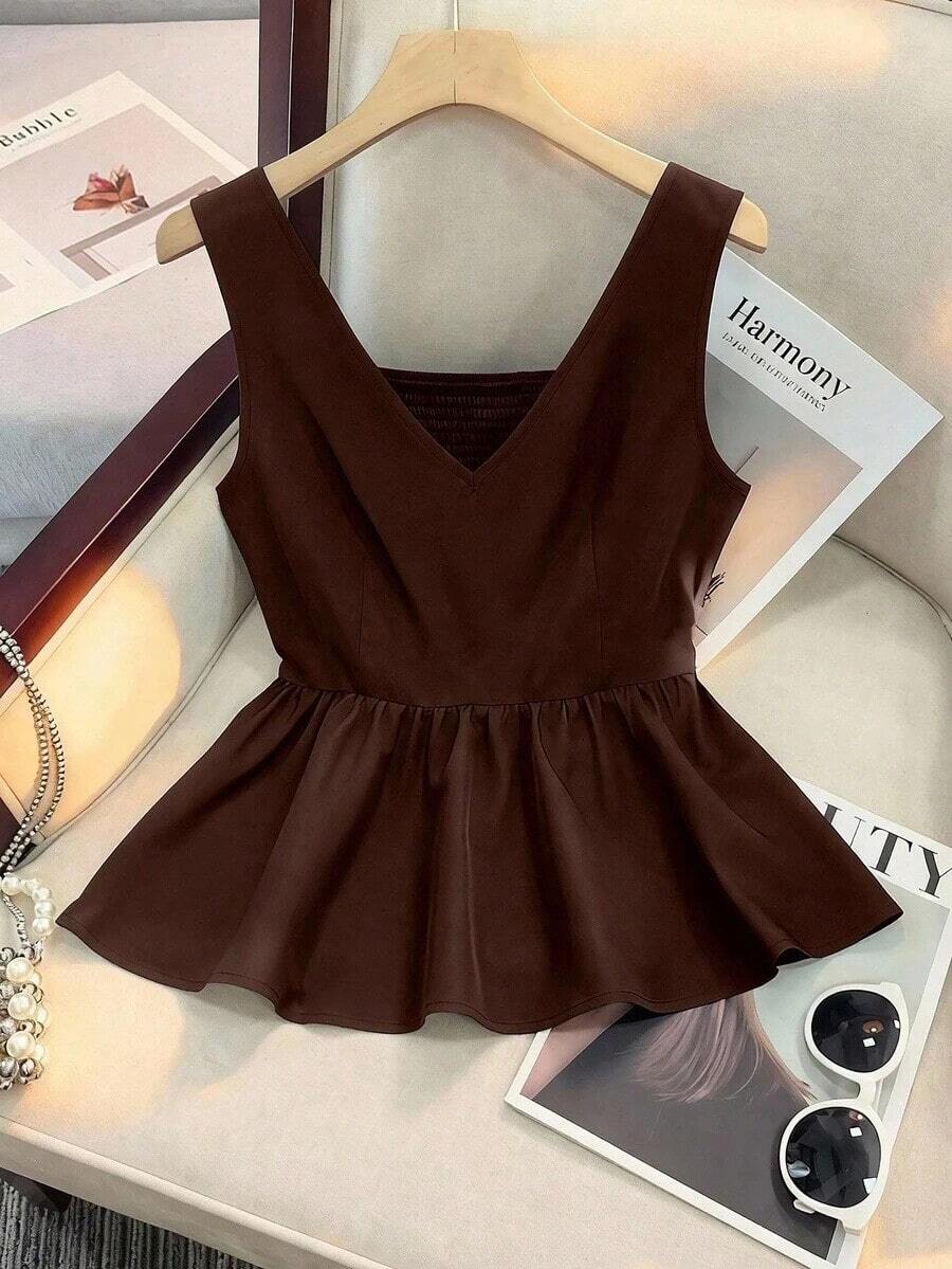 Camiseta sin mangas ajustada para mujer, adecuada para el trabajo, el viaje, las fiestas, la graduación y el uso diario - Café integral - Ver 1