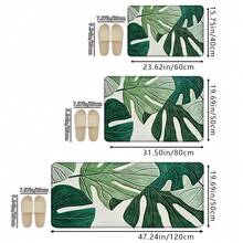1件/2件/3件長款龜背葉印花地墊,熱帶植物風格地毯,防滑吸水,柔軟易清潔,適用於廚房、浴室、玄關、臥室和陽台裝飾 - 彩色 - 查看 3