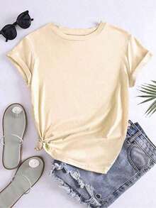 Camiseta de manga corta para mujer con cuello redondo y estampado Astronauta PescandoPure-Cotton - Albaricoque - Ver 3