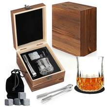 Glass Cup Wooden Box Set, Granite Ice Stone Set, Multiple Cups, Exquisite Wooden Box, Prepare A Gift For Friends, Carry Exquisite Set For Outdoor Travel - A - View 9