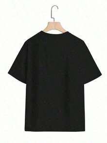 Tops para mujer Casual de Fútbol para Mujer, de Algodón, Manga Corta, Cuello Redondo, Tejido de Alta Elasticidad para Comodidad Diaria - Negro - Ver 2