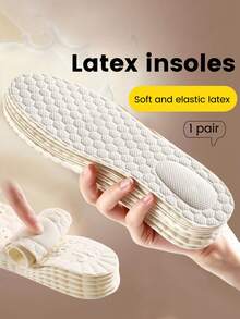 1 Pair Summer Ultra-Thin Non-Slip Latex Insoles, Soft Cushion Breathable Sweat-Absorbent Insoles Suitable For Sports Shoes, Casual Shoes, Women's High Heels And Other Footwear - Beige - View 1