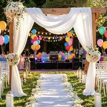 2m Transparent Tulle Fabric, Soft Chiffon Table Runner Suitable For Wedding Welcoming Board, Baby Shower Party, Birthday Party, Event Arch Decor - Multicolor - View 6
