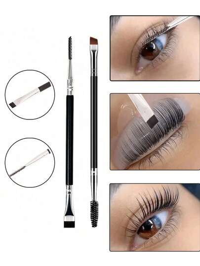 1/2/5/6 piezas Juego de brochas de maquillaje de ojos precisas | Brochas de doble extremo para ojos, Rizador de pestañas de doble extremo, Brochas de delineador de ojos en forma de hoz y anguladas, Brocha de delineador de ojos en forma de media luna